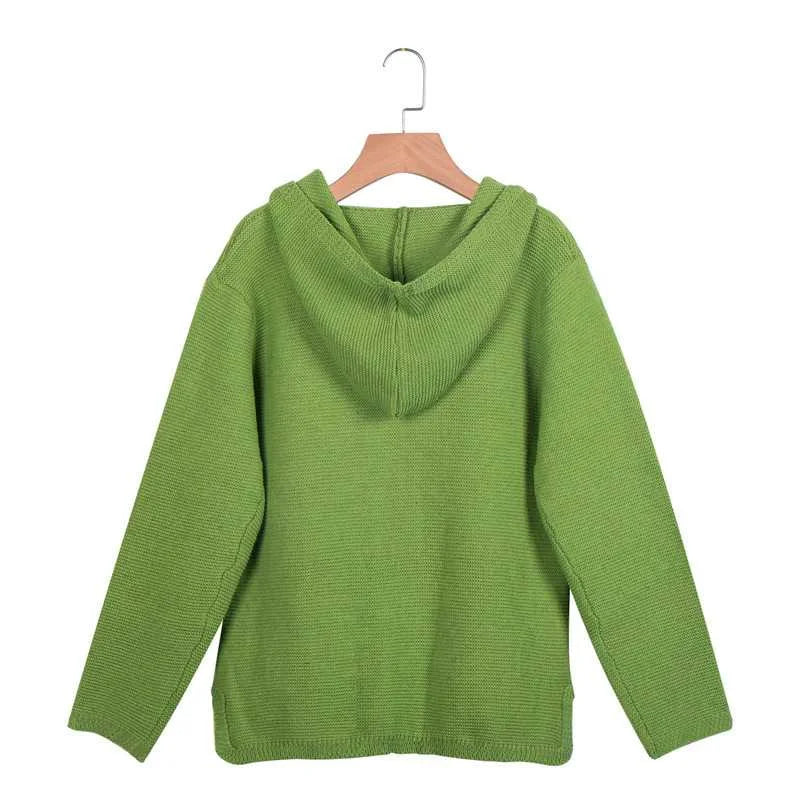 Levoire | Veste À Capuche Tricotée À Manches Longues Avec Boutons