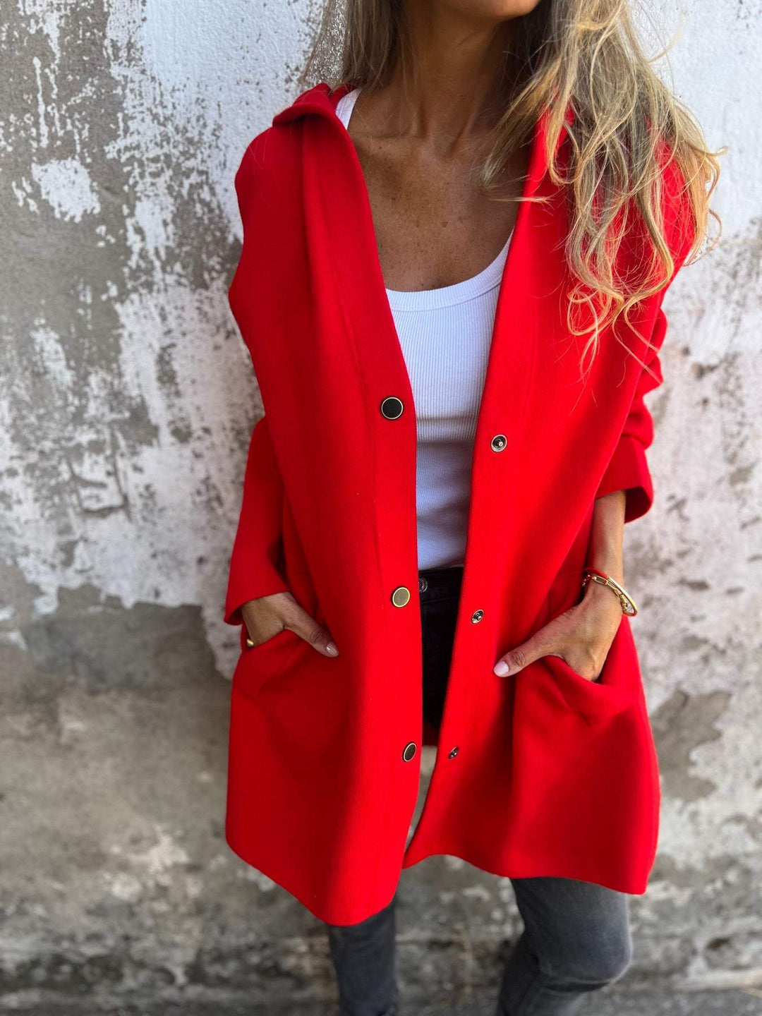 Levoire | Élégance Manteau À Capuche Rot