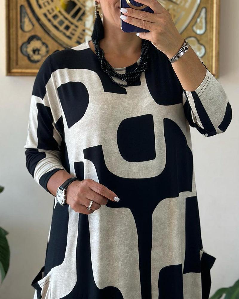 Levoire | Robe À Manches Longues Avec Imprimé Moderne