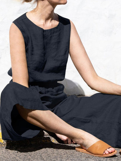 Levoire | Combinaison Sans Manches Décontractée Avec Taille Élastique Pour Femmes