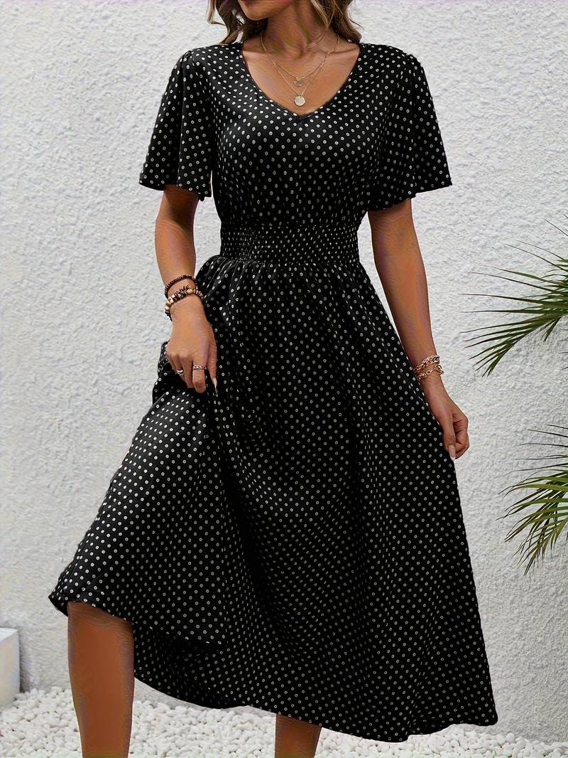 Levoire | Robe Courte À Manches Courtes À Imprimé Intégral Pour Le Printemps Et L'Été