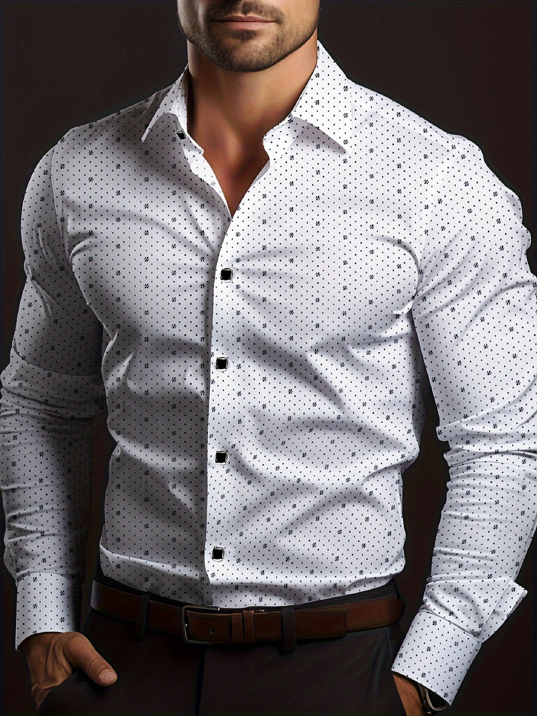 Levoire | Chemise Ajustée À Motif Géométrique Blanc