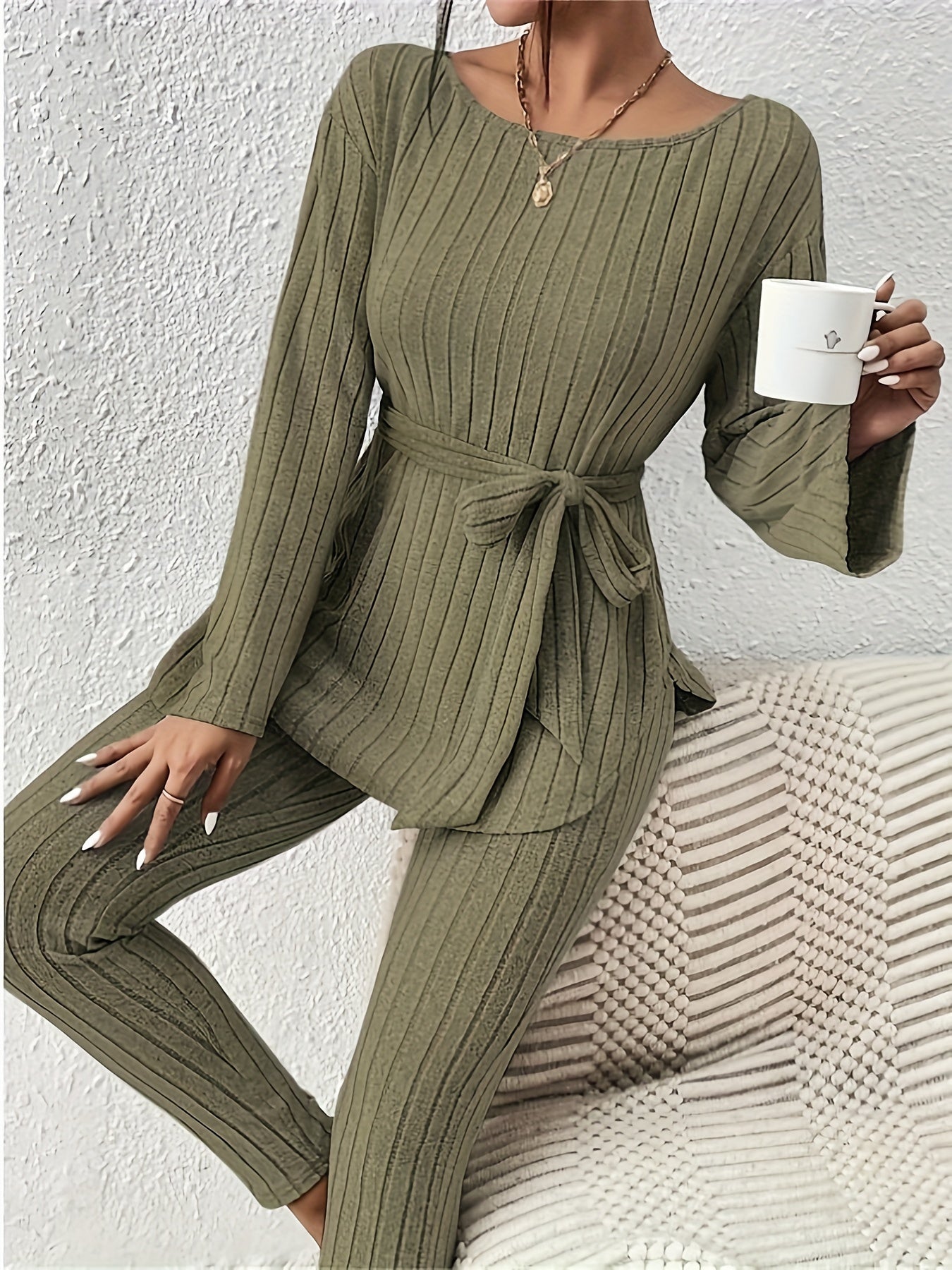 Levoire | Ensemble En Deux Pièces Côtelé Confortable Avec Ceinture