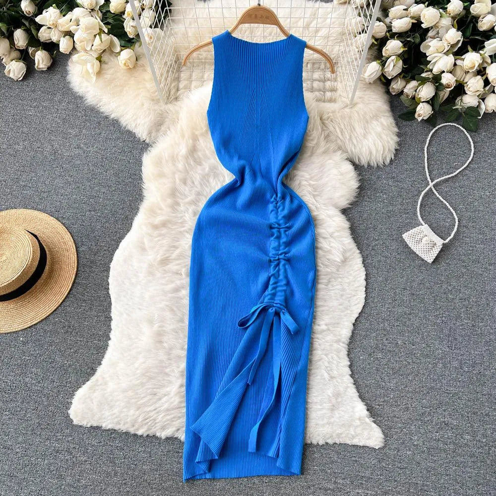 Levoire | Robe tricotée chic et sexy Bleu Une taille