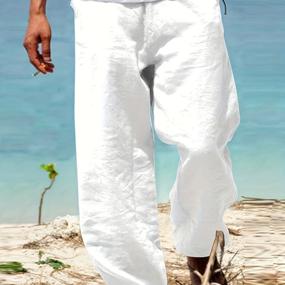 Levoire | Loisirs Coton Lin Pantalons Couleur Unie