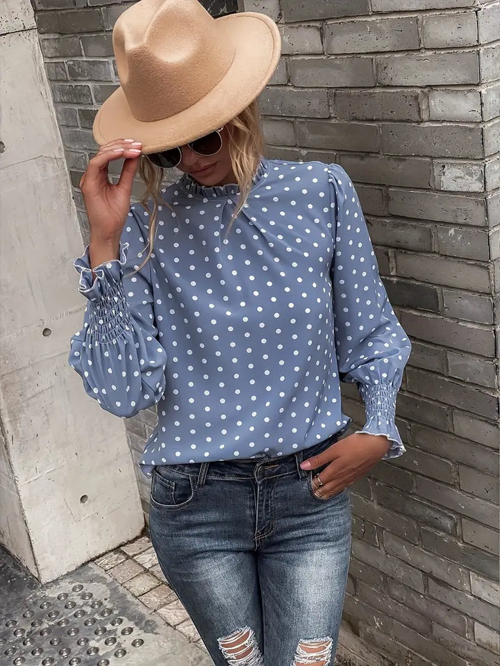 Levoire | Blouse À Pois Avec Col À Volants Pour Femmes