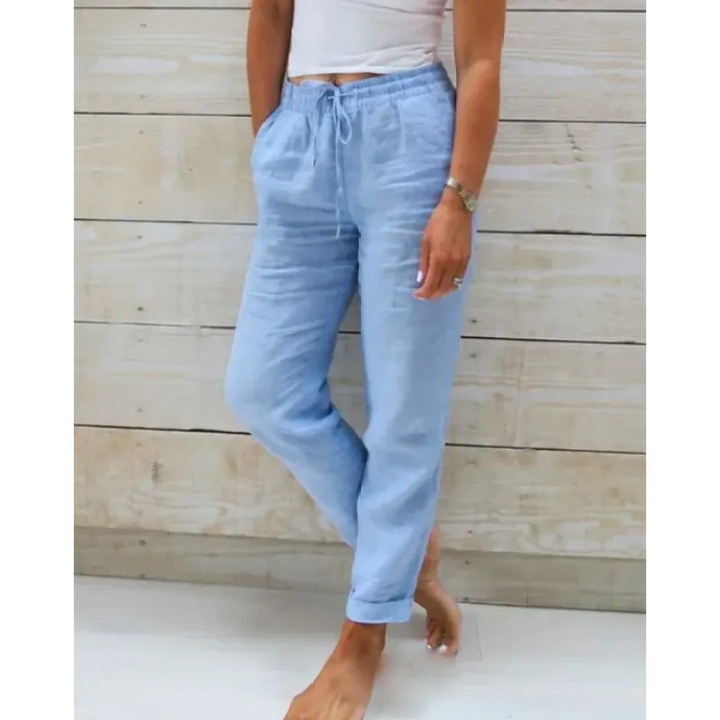 Levoire | Pantalon En Lin Stylé Pour Femmes Bleu