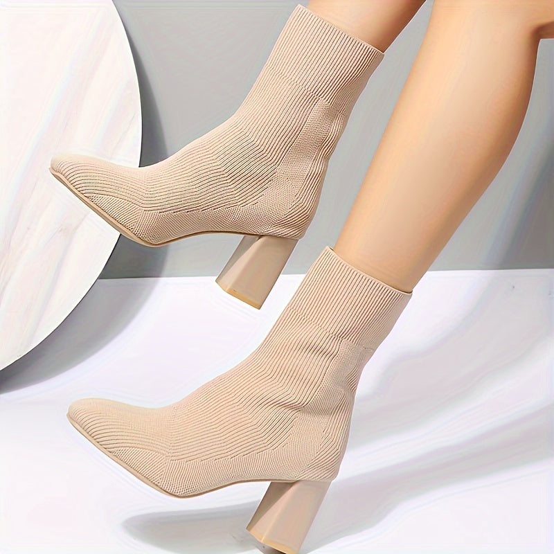 Levoire | Bottines À Semelle En Tricot Avec Tige Mi-Haute Et Talon Block