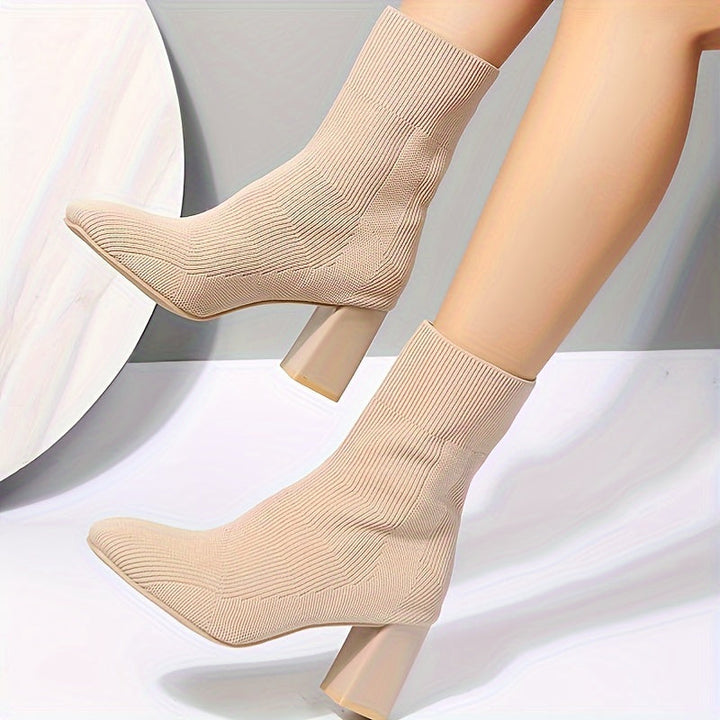 Levoire | Bottines À Semelle En Tricot Avec Tige Mi-Haute Et Talon Block