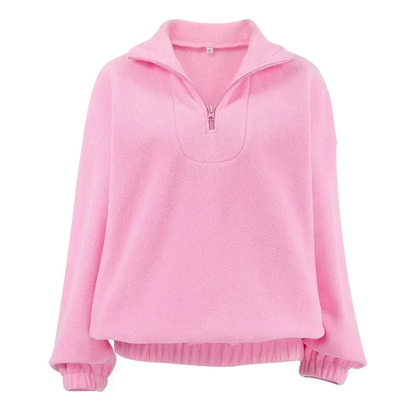 Levoire | Pull Fleece Avec Zip Court Rosa