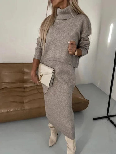 Levoire | 2 pièces de pull en laine mode d'hiver polo et robe maxi sans manches
