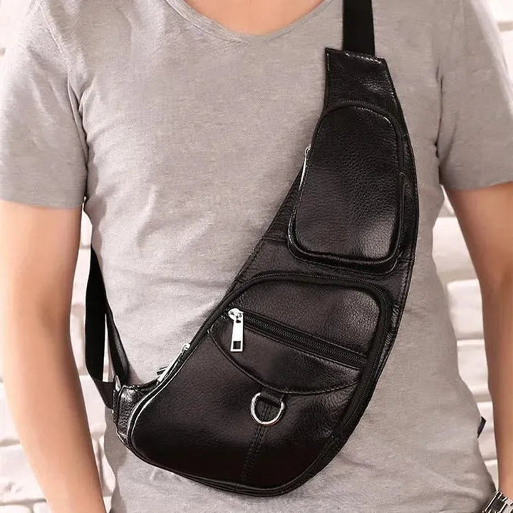 Levoire | Sac à bandouillère pour homme en cuir, première couche, sac décontracté en cuir de vache Typ 2 Noir