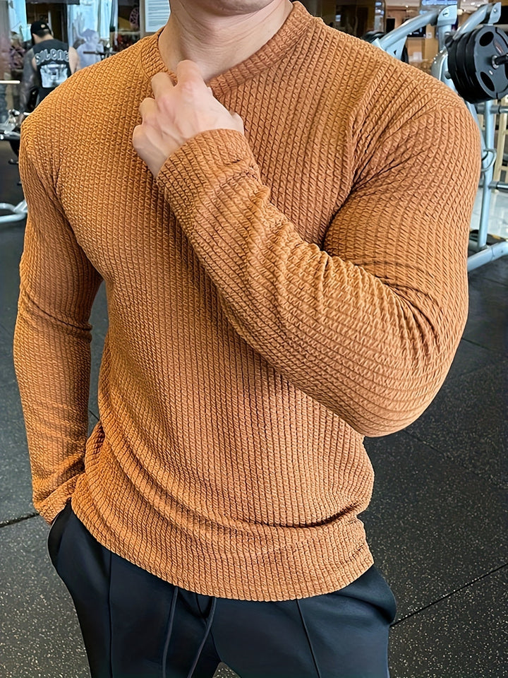 Levoire | T-Shirt À Manches Longues Respirant Avec Structure En Côtes Et Coupe Slim Ambre