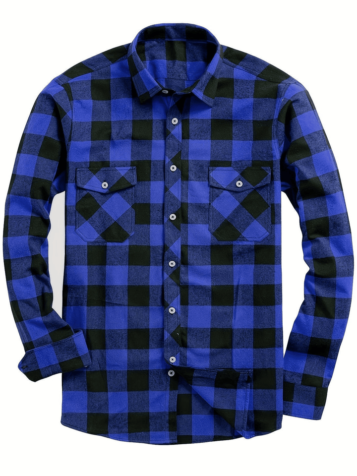 Levoire | Chemise décontractée pour hommes à imprimé Lumberjack Bleu marine