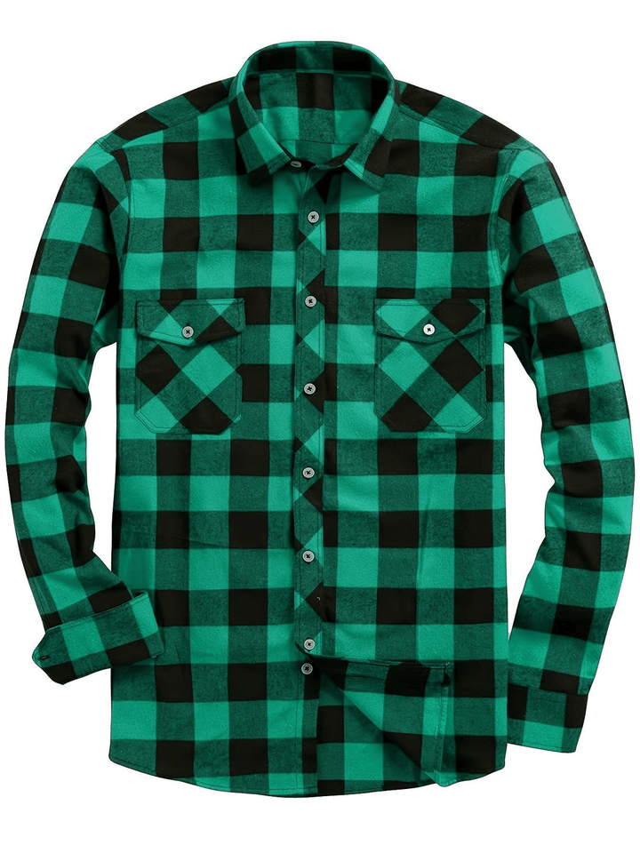 Levoire | Chemise décontractée pour hommes à imprimé Lumberjack Vert foncé