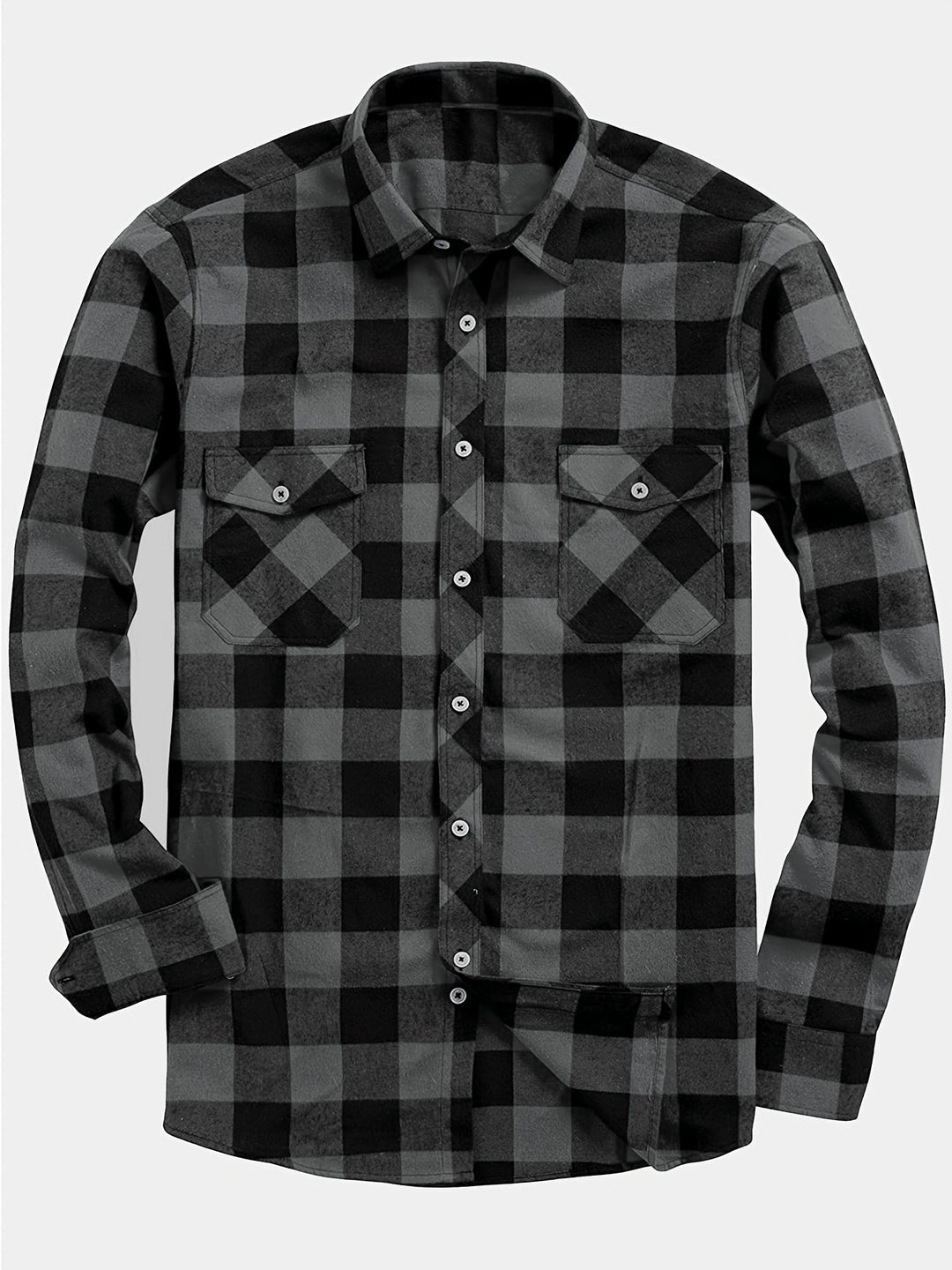 Levoire | Chemise décontractée pour hommes à imprimé Lumberjack Noir Gris