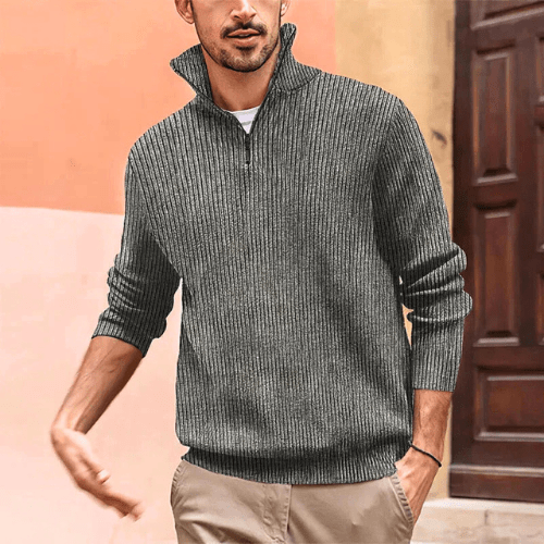 Levoire | Pull Hommes Pull Hommes Avec col zippé Style tendance et décontracté Gris Foncé