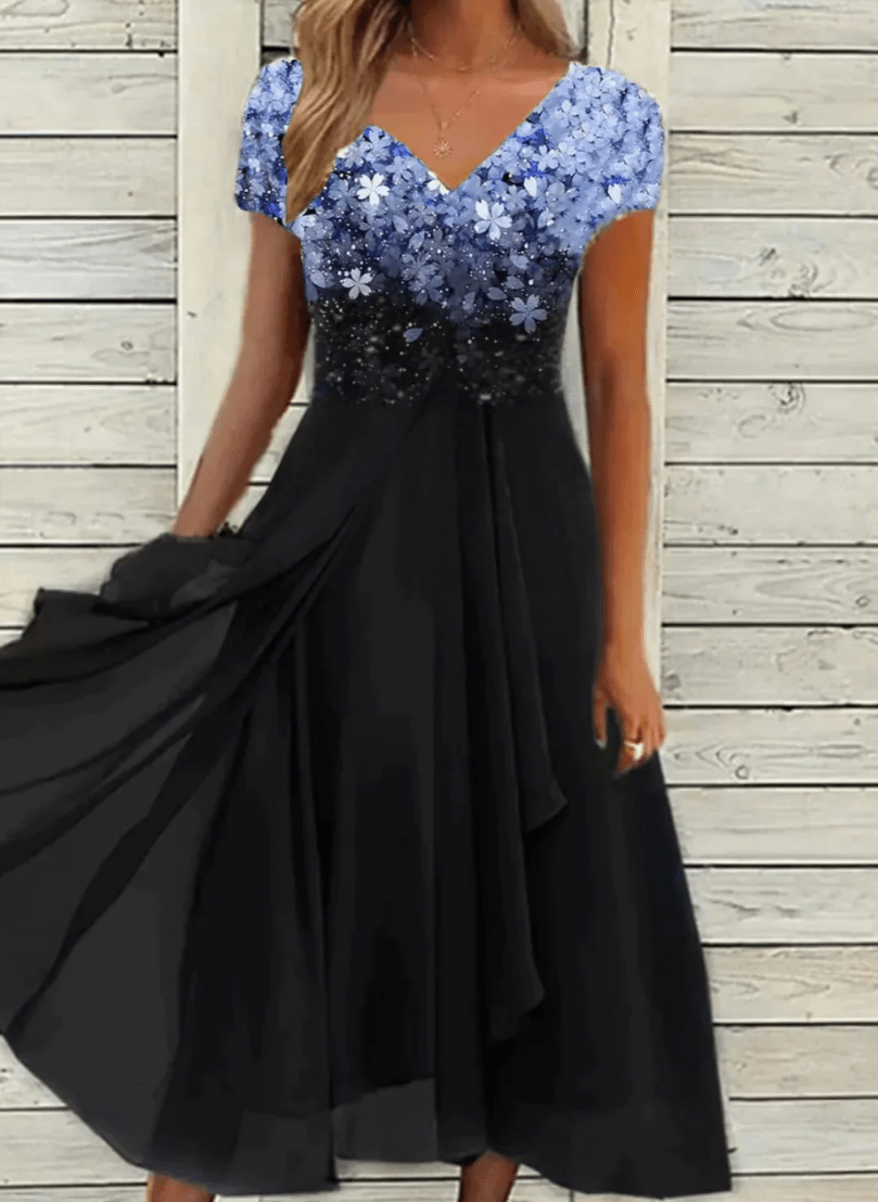 Levoire | Robe en Chiffon Élégante pour Femmes Décontractée & Confortable Bleu Noir