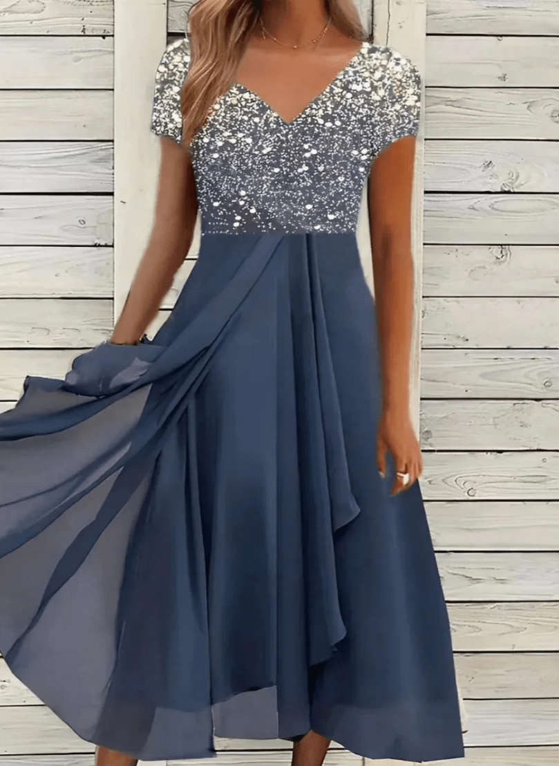 Levoire | Robe en Chiffon Élégante pour Femmes Décontractée & Confortable Bleu argenté