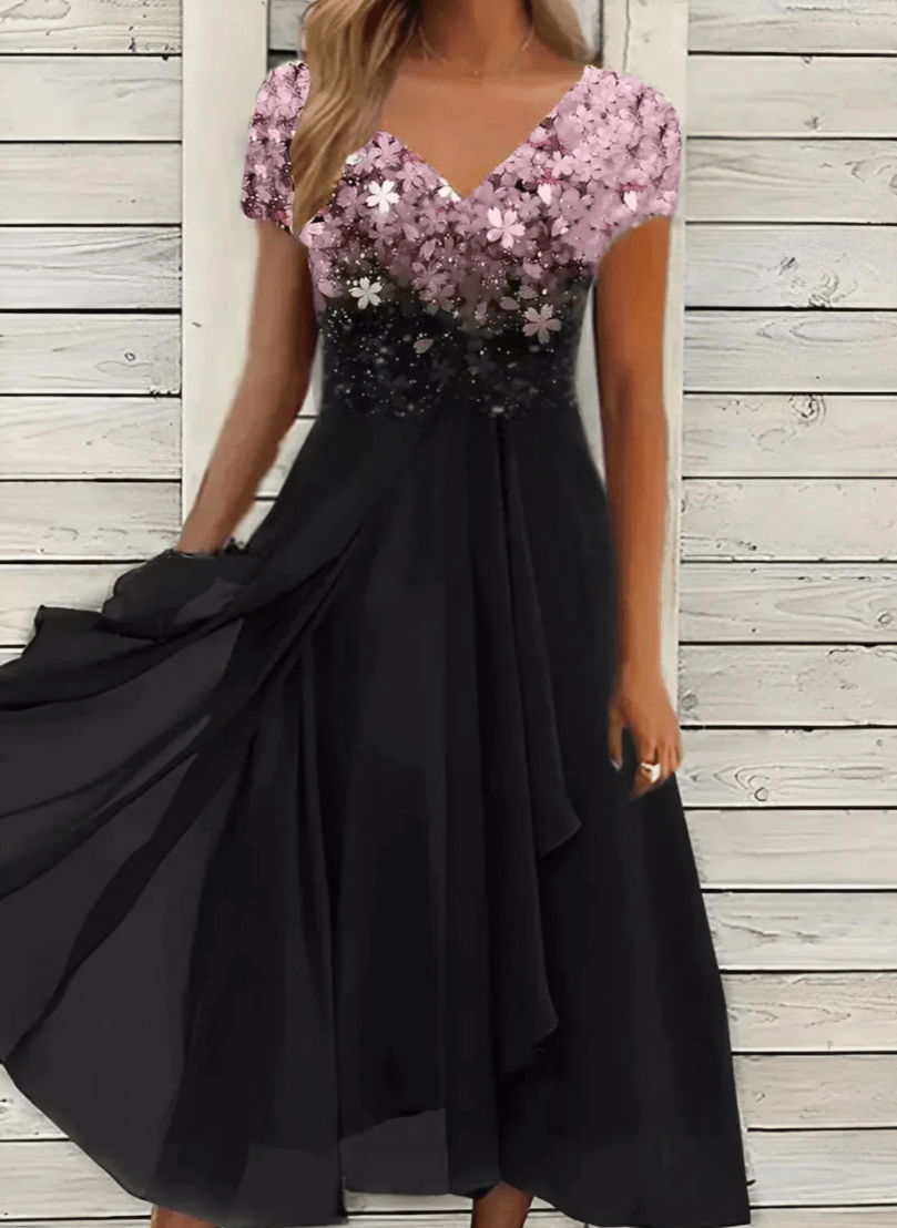 Levoire | Robe en Chiffon Élégante pour Femmes Décontractée & Confortable Rosa Schwarz