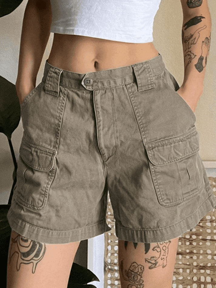 Levoire | Short Cargo En Denim À Jambe Droite Gris