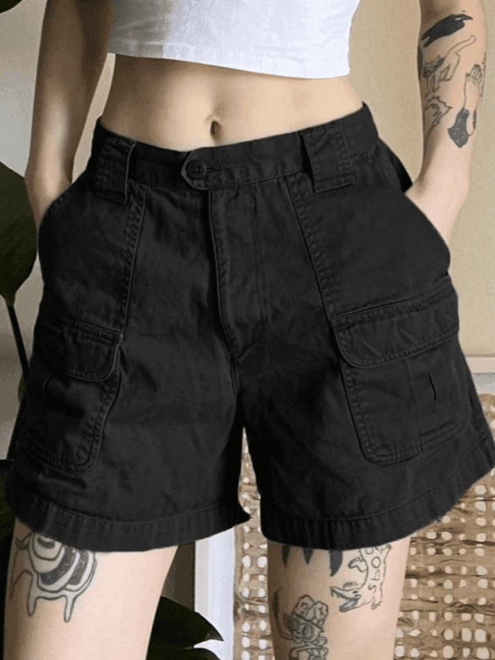 Levoire | Short Cargo En Denim À Jambe Droite Noir