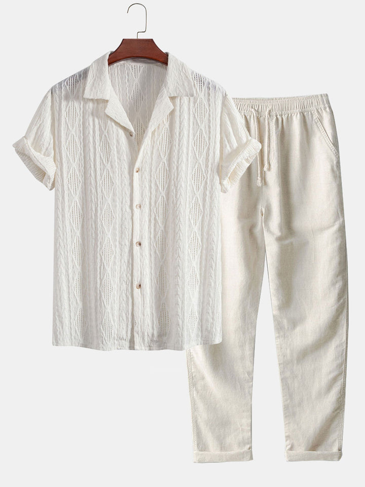 Levoire | Géométrique Jacquard Kuba Set Beige