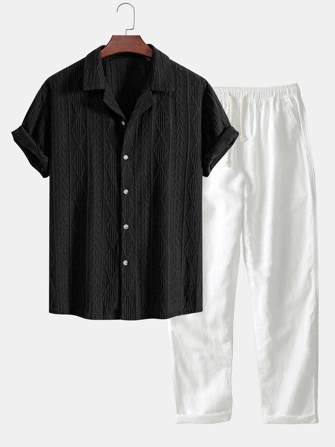 Levoire | Géométrique Jacquard Kuba Set Noir et blanc