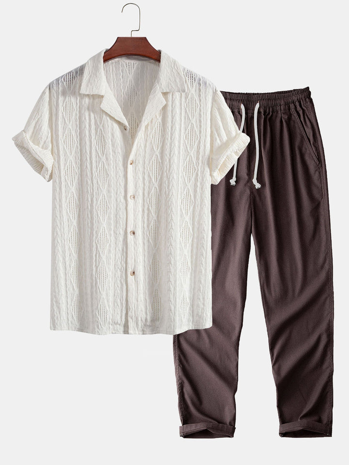 Levoire | Géométrique Jacquard Kuba Set Beige & Café