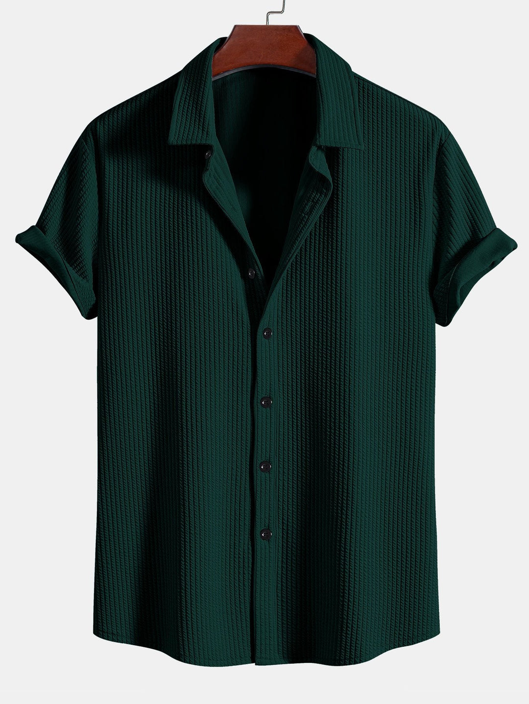 Levoire | Chemise Confort À Boutons Rayée Vert foncé