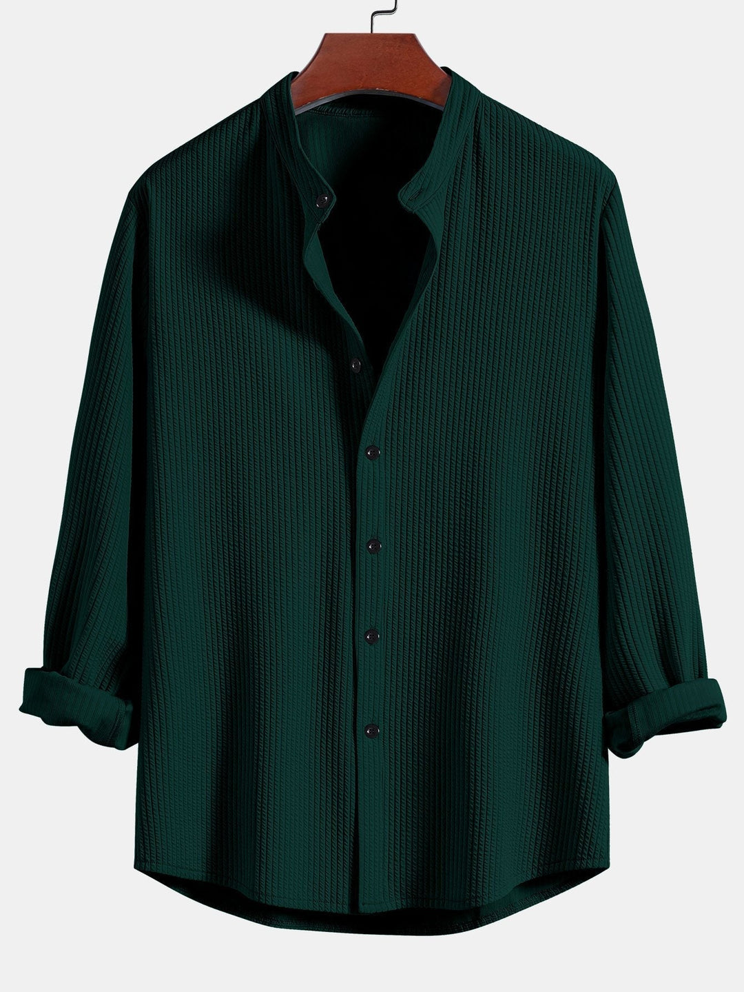 Levoire | Chemise En Stretch Rippé À Manches Longues Vert foncé