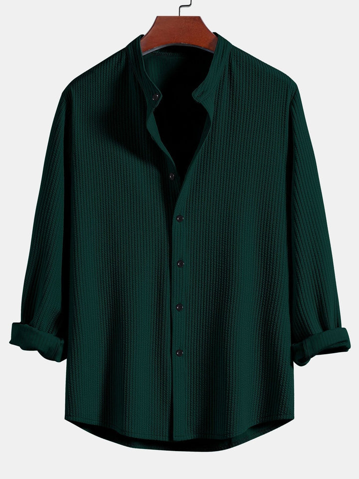 Levoire | Chemise En Stretch Rippé À Manches Longues Vert foncé