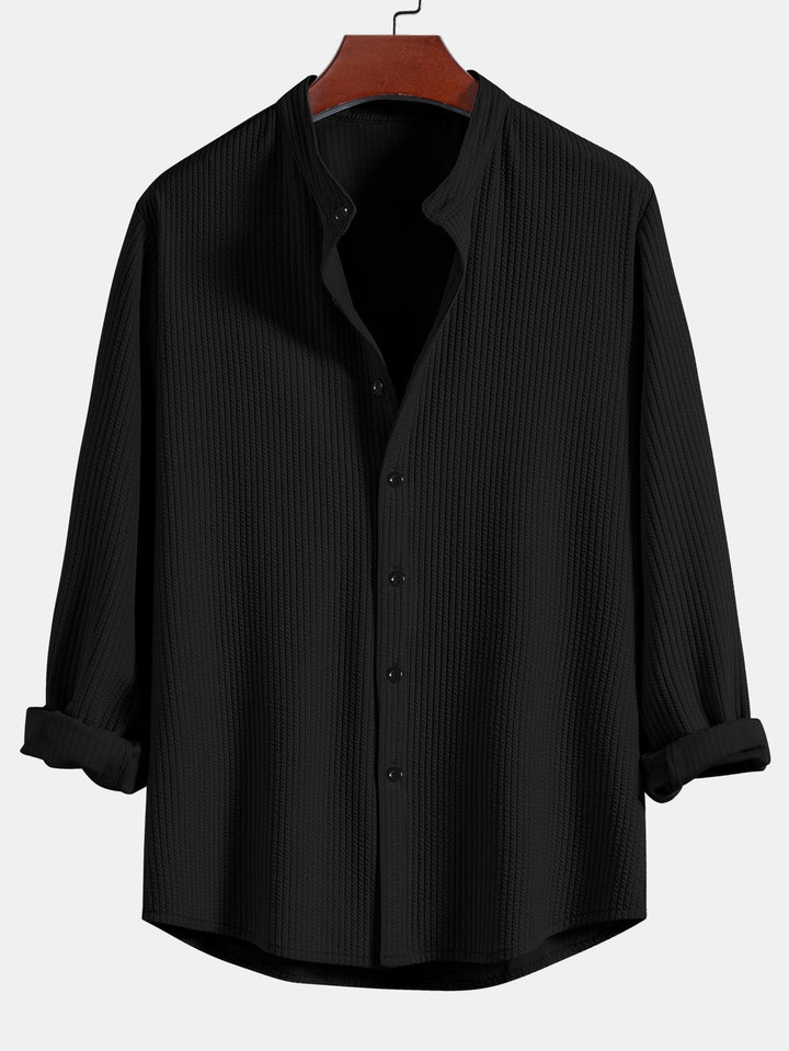 Levoire | Chemise En Stretch Rippé À Manches Longues Noir