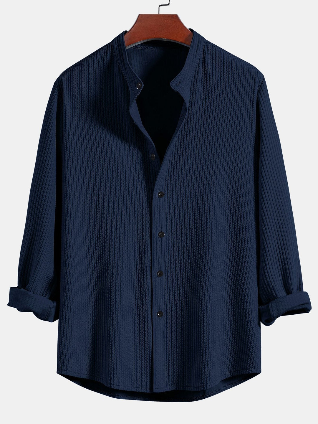 Levoire | Chemise En Stretch Rippé À Manches Longues Bleu marine