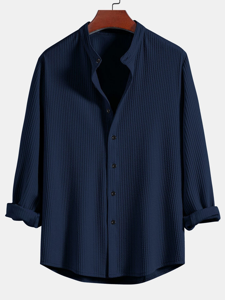 Levoire | Chemise En Stretch Rippé À Manches Longues Bleu marine