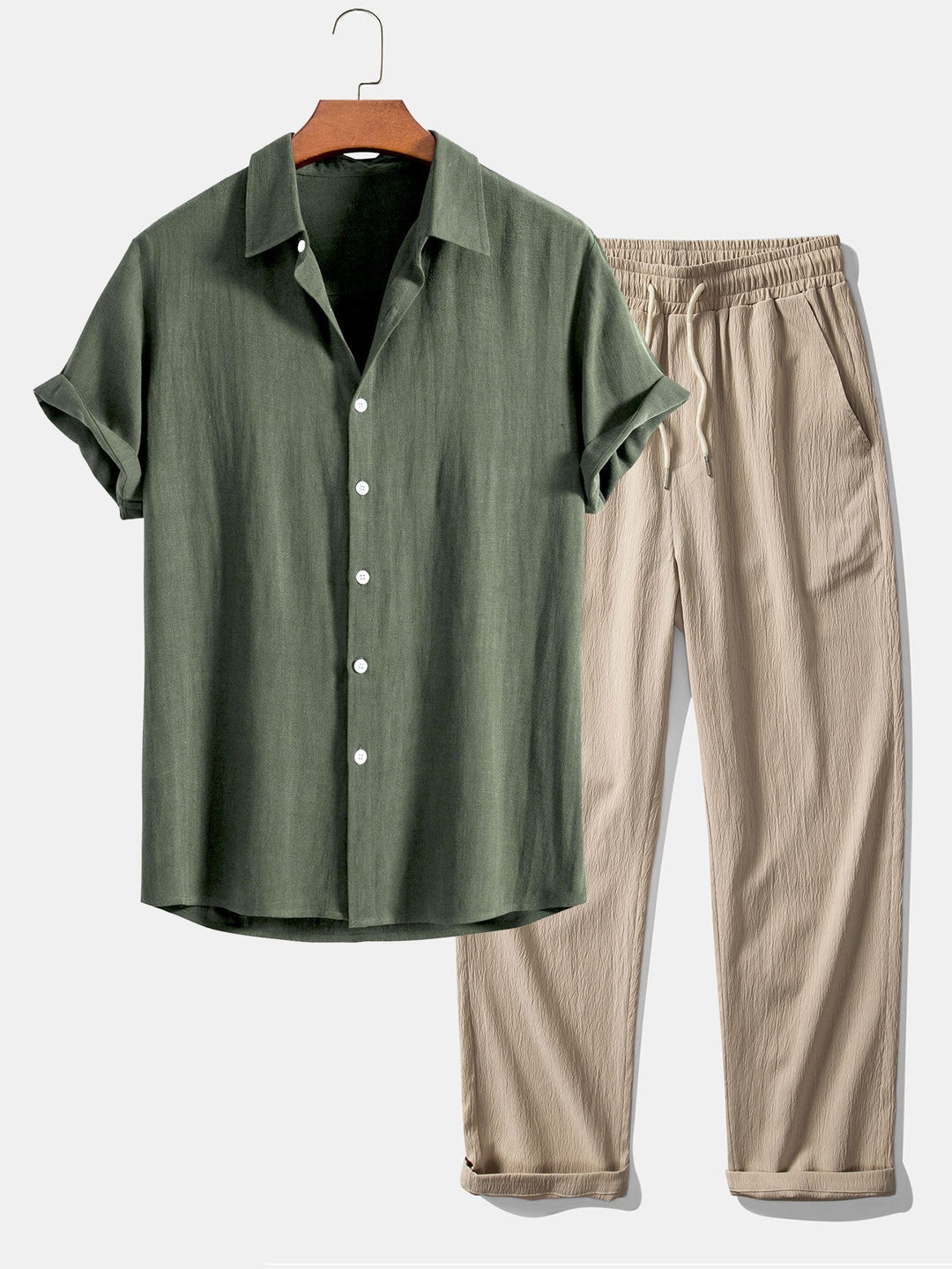 Levoire | Ensemble Classique En Lin Rayonne Vert foncé
