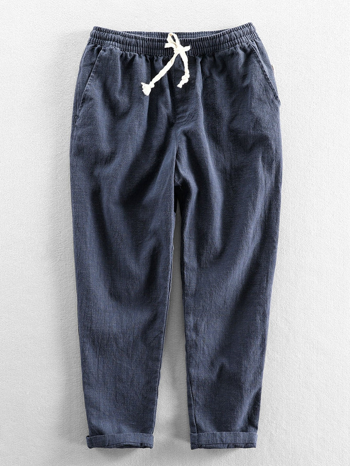 Levoire | Mélange De Lin Pantalon Cropped Bleu marine