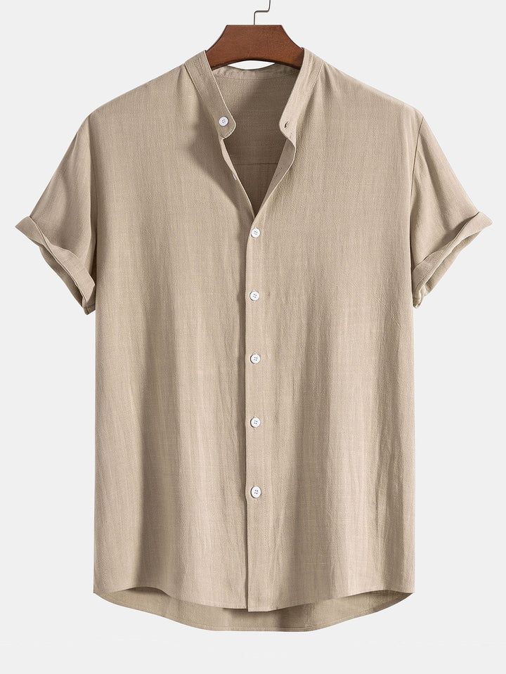 Levoire | Mélange De Lin Chemise À Col Montant Marron clair