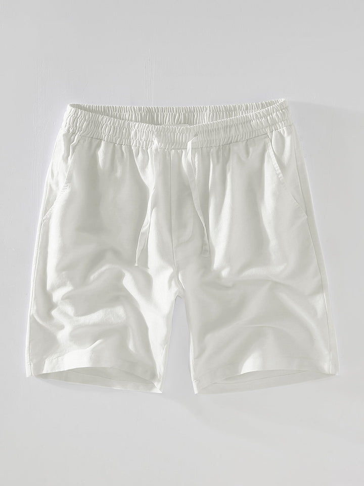 Levoire | Pantalon Court En Coton Lin À Cordon Blanc