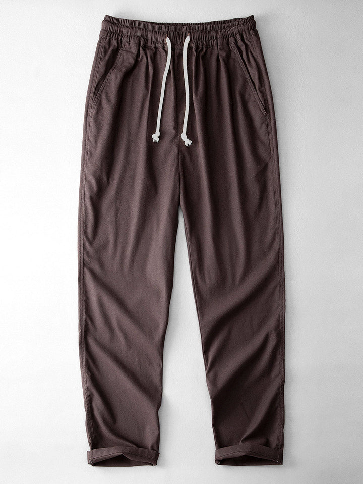 Levoire | Mélange De Lin Pantalon Droit Marron café