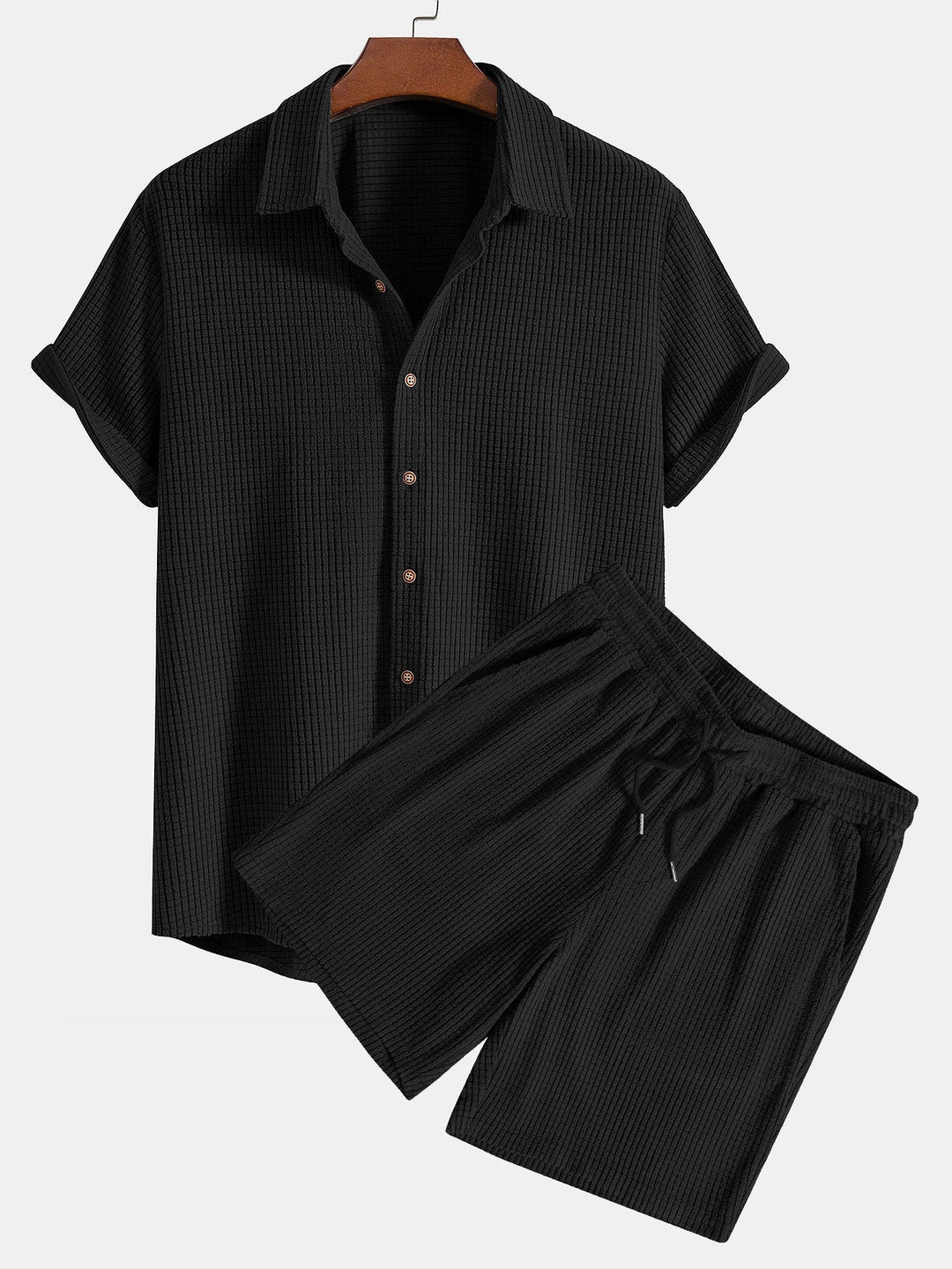 Levoire | Ensemble En Lin Gaufrette Noir