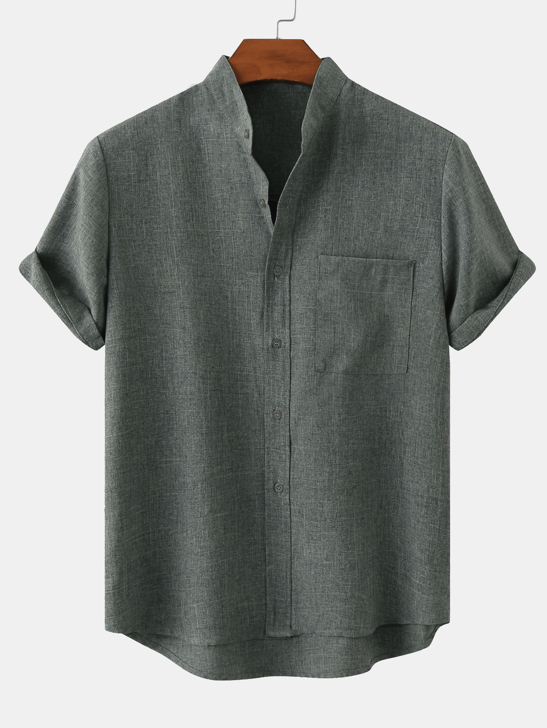 Levoire | Chemise À Poches Col Montant Vert foncé
