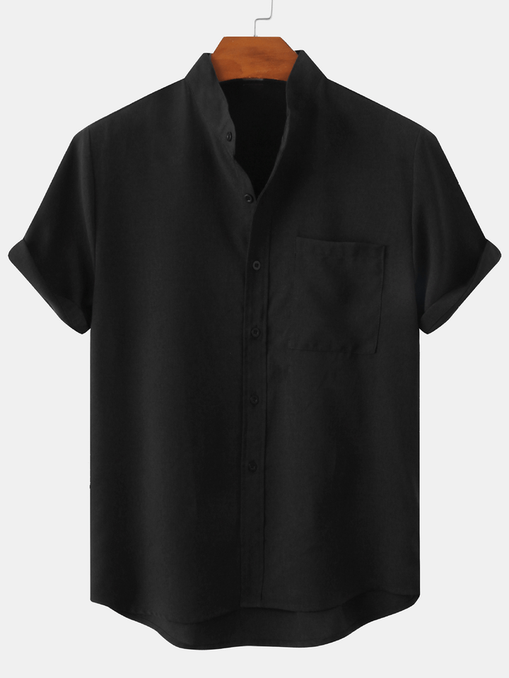 Levoire | Chemise À Poches Col Montant Noir