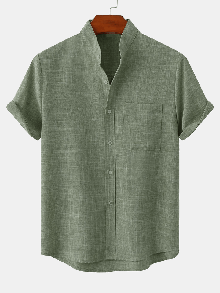 Levoire | Chemise À Poches Col Montant Vert
