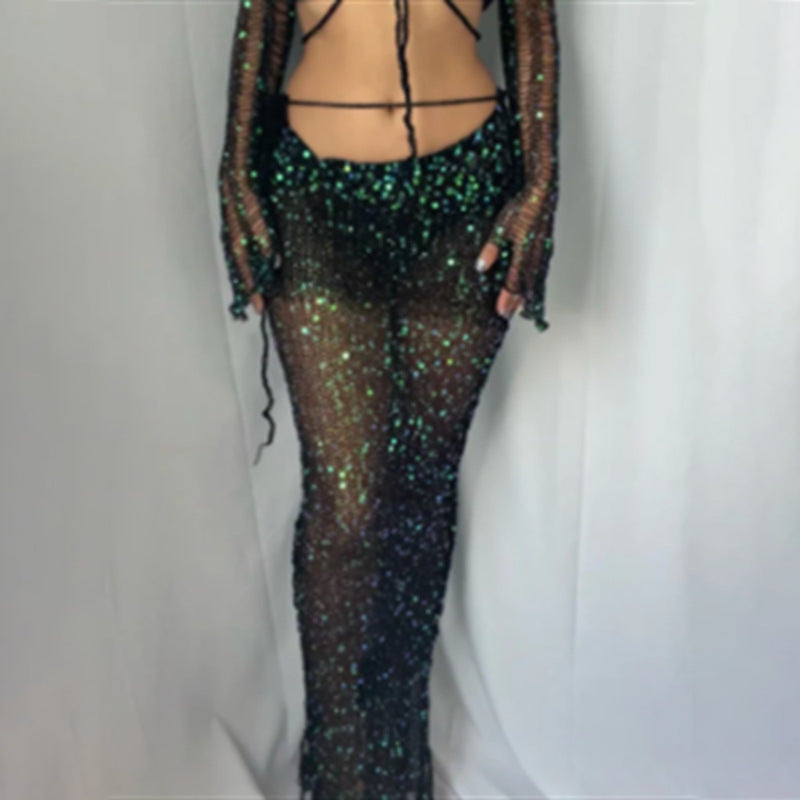 Levoire | Deux Pièces, Jupe Ajustée Avec Des Sequins Et Pull En Tricot