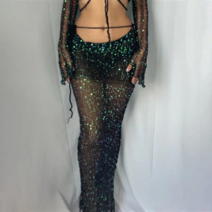 Levoire | Deux Pièces, Jupe Ajustée Avec Des Sequins Et Pull En Tricot