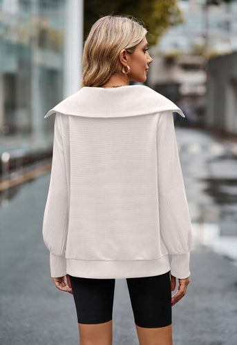 Levoire | Sweatshirt Blanc Avec Fermeture Éclair