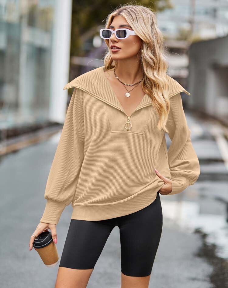 Levoire | Pull Beige Avec Fermeture Éclair 2XL