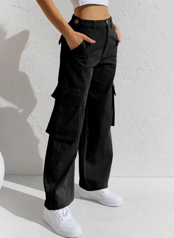 Levoire | Pantalons Cargo Baggy En Coton Avec Poches Noir