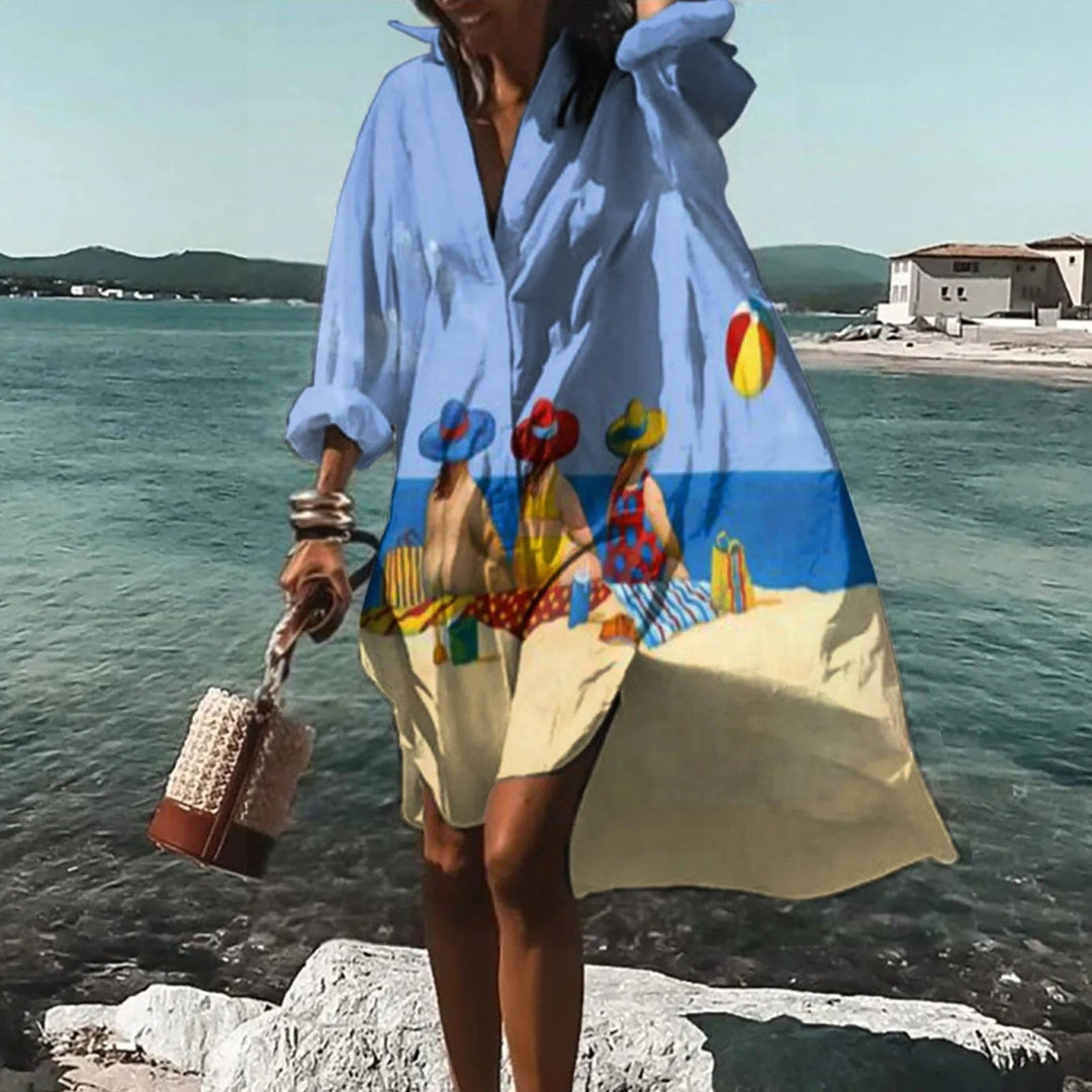 Levoire | Robe Chemise Décontractée Pour Femmes Bleu
